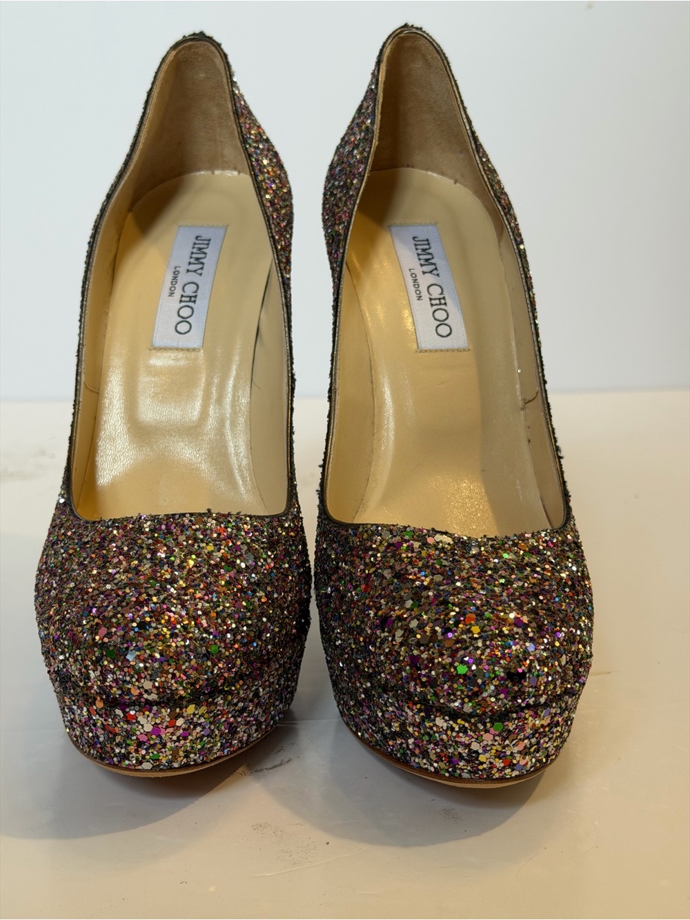 ✨authentic✨ Jimmy Choo Multicolor Glitter Platform Pumps